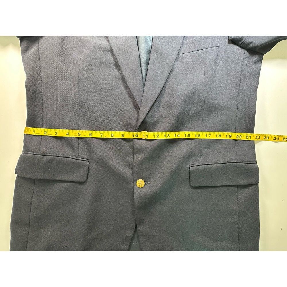Palm Beach Navy Blue Wimbledon Gold Button Blazer Mens 43L Sport Coat Hopsack - Picture 12 of 14